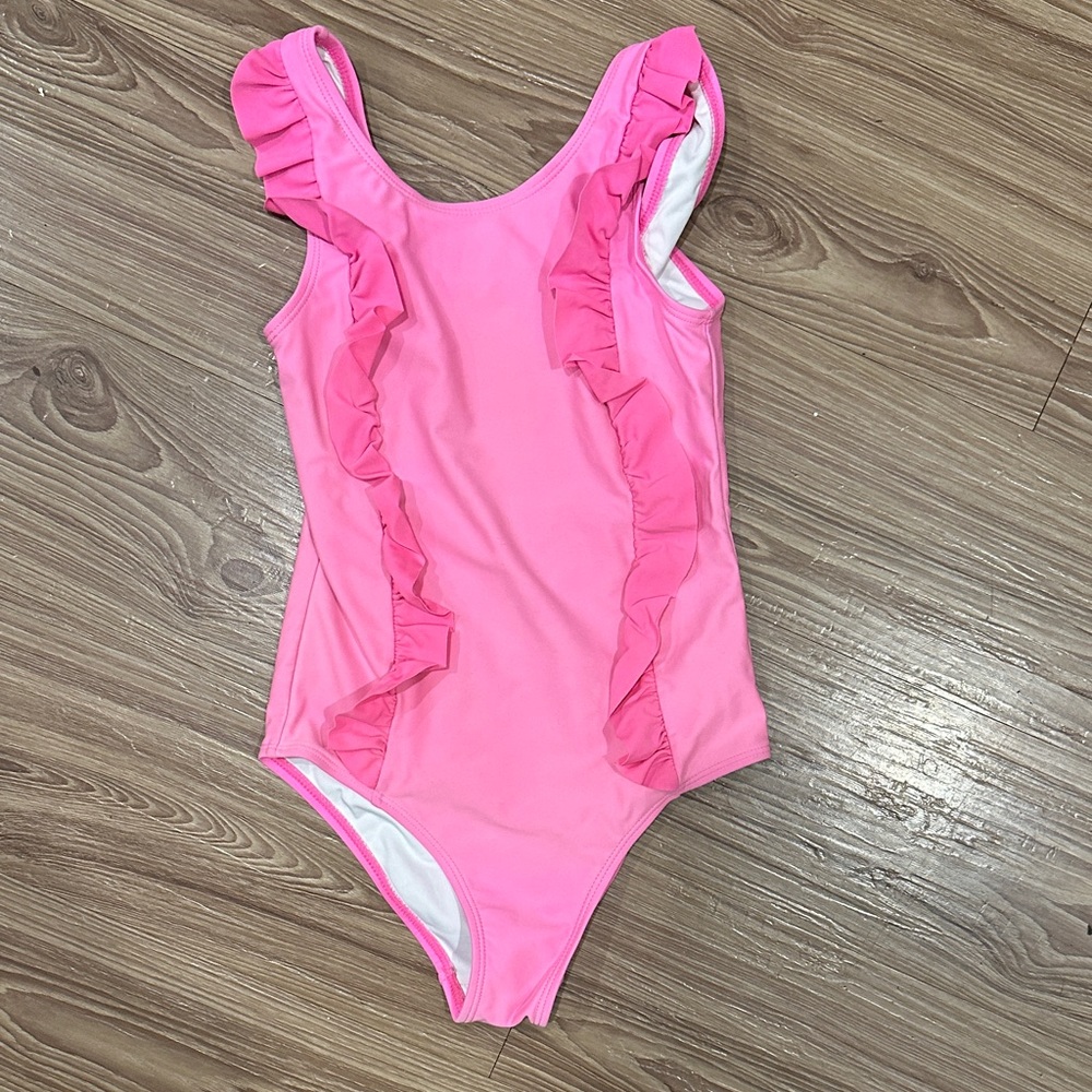 Stella Cove Pink Ruffle Kids Swim One Piece size 8